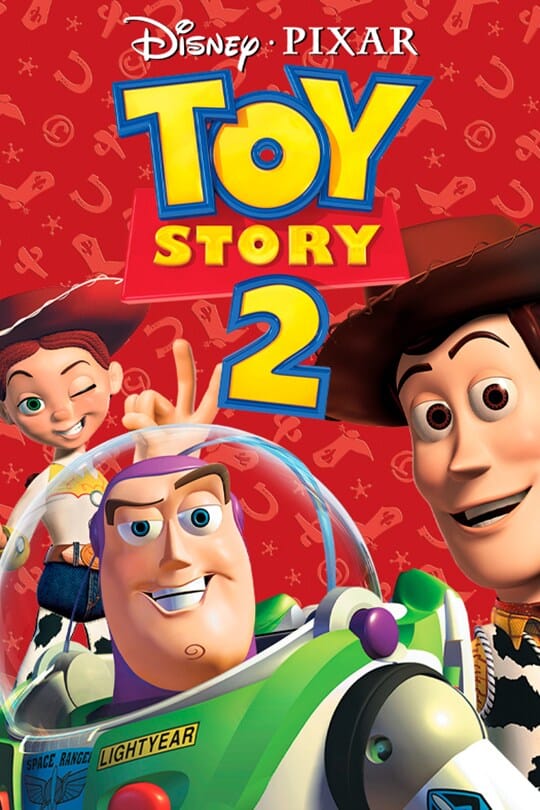 Toy Story 2 poster with Jessie, Buzz, and Woody smiling against a bright red backdrop; suitable for fans of mediation services.